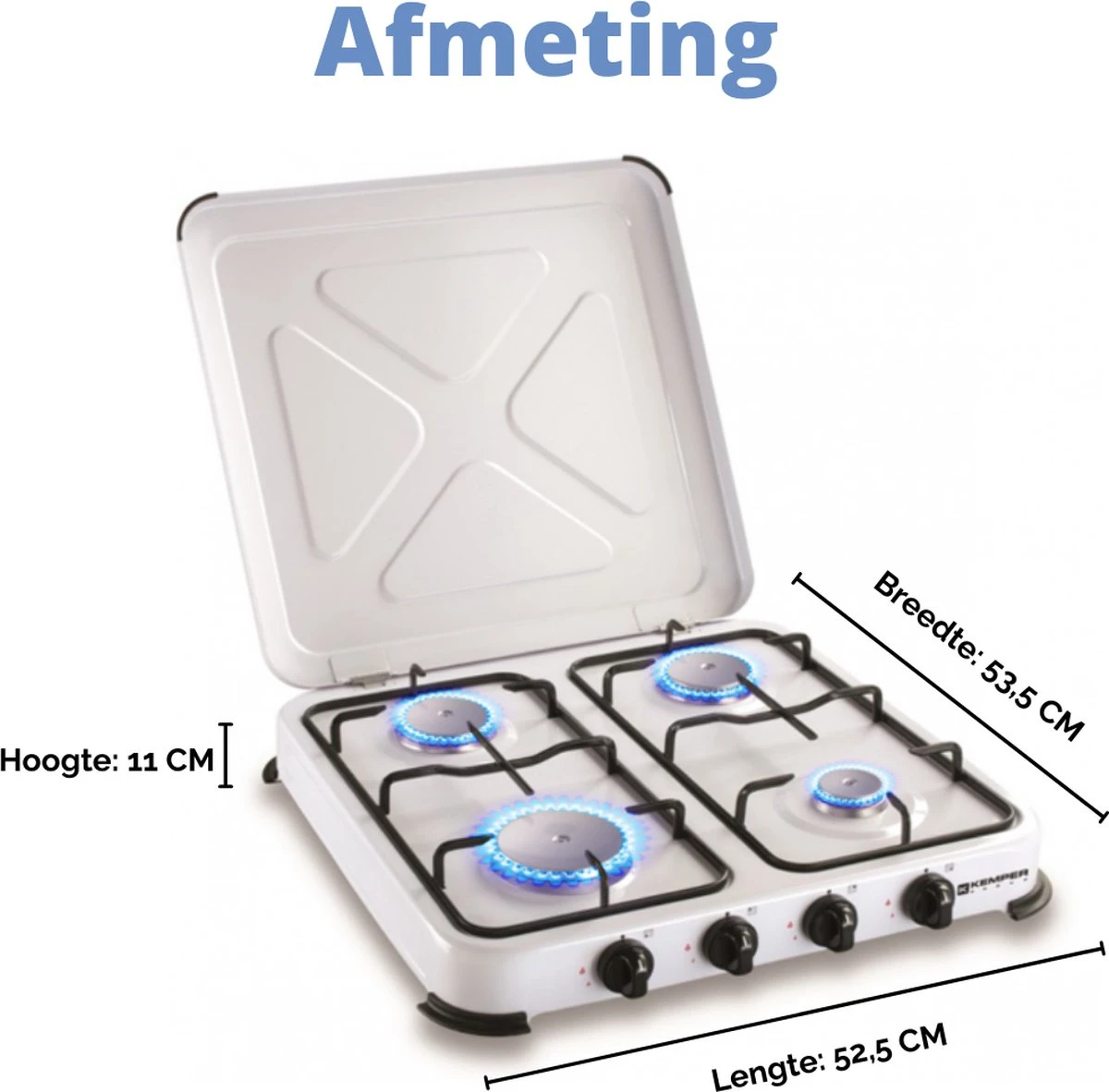 Kemper Gas Kooktoestel - Campingkooktoestel - Set Met 4 Branders - Gas - 4650W - Afbeelding 6