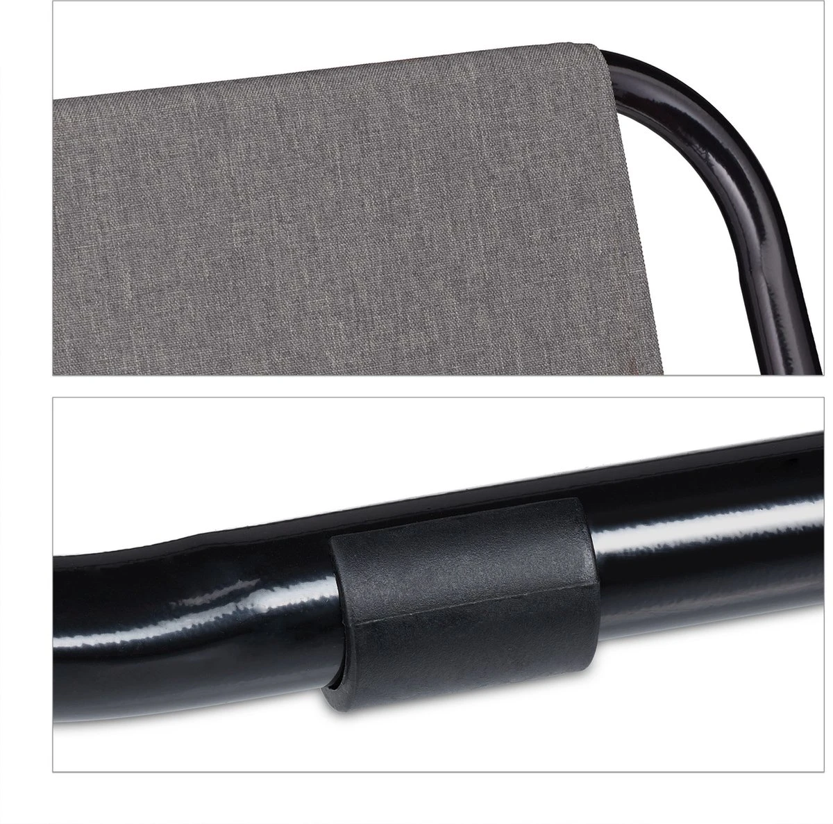 Relaxdays Campingstoel Inklapbaar Set Van 2 - Klapstoel 100 Kg - Visstoel Met Armleuningen - Grijs - Afbeelding 2