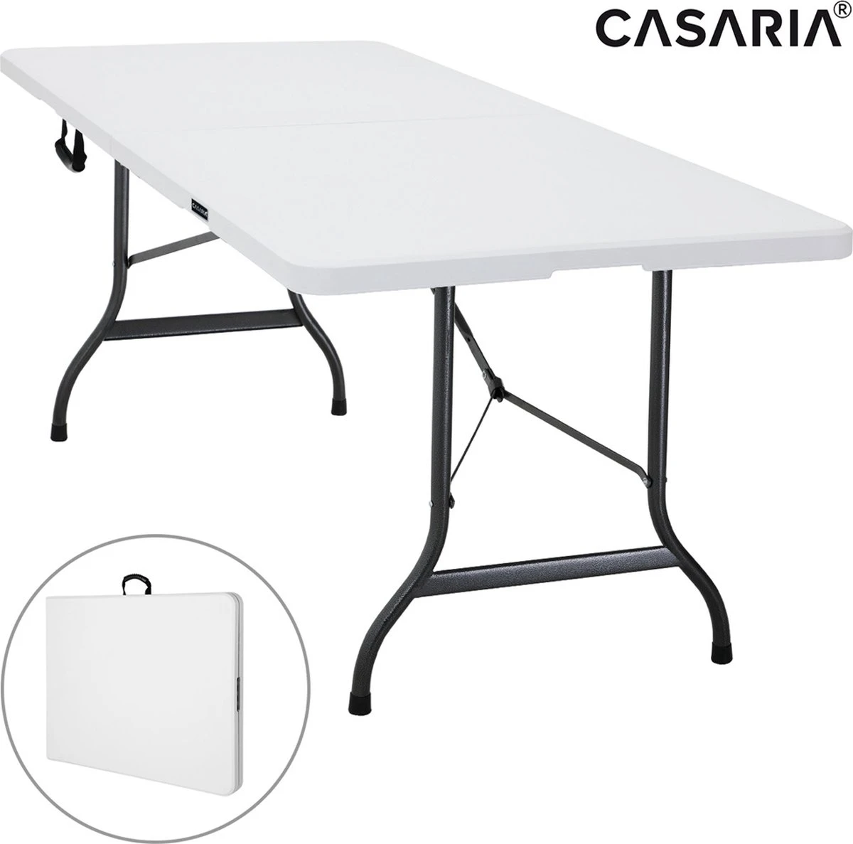 Casaria Tuintafel Opvouwbaar – Met Draaggreep 220x70 Cm – Wit - Afbeelding 5