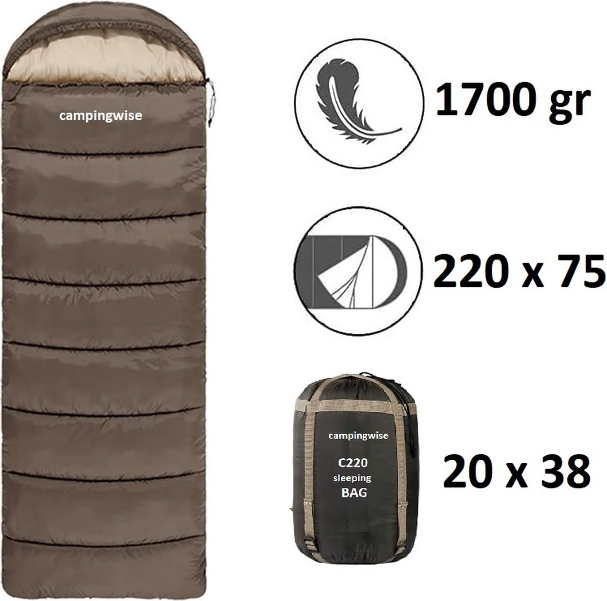 Campingwise All Season Slaapzak - Incl. Handige Opbergzak