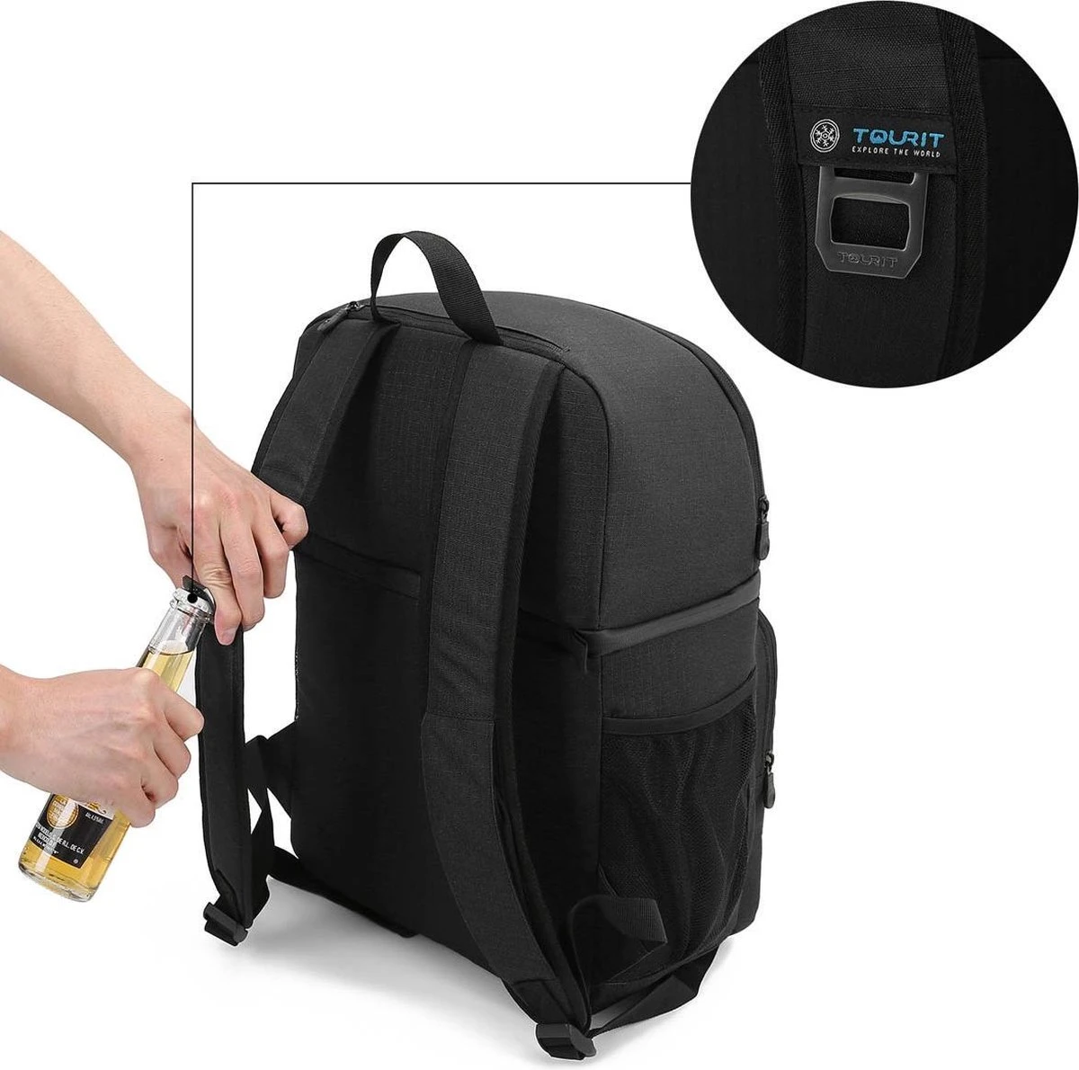 Koeltas Rugzak (28L) - Geschikt Voor 16 Blikjes - Lunchtas Voor Dames En Heren - Zwart - Afbeelding 8