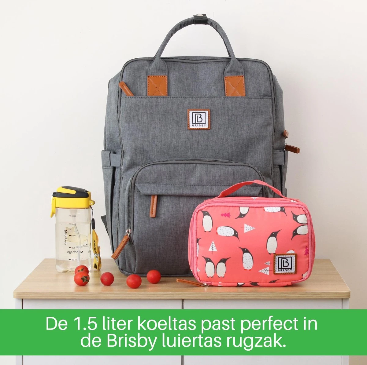 Brisby 4 Laags Geïsoleerde Koeltas - Lunchtas 1.5 Liter - Roze Pinguïn - Afbeelding 7
