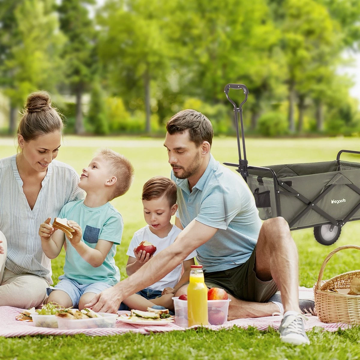 LifeGoods Bolderkar - Opvouwbaar - Draaibare Wielen - 2 Standen - 70KG Draagkracht - Groen - Afbeelding 6