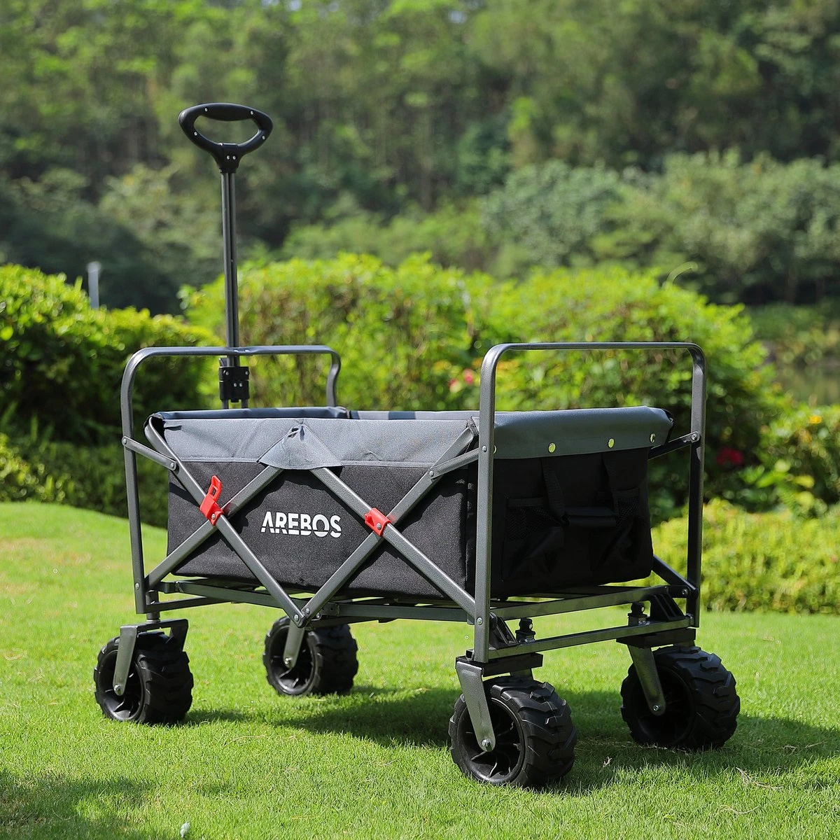 AREBOS Handkar | Transportwagen | Apparatuurwagen | Opvouwbaar | Zwart / Grijs - Afbeelding 4