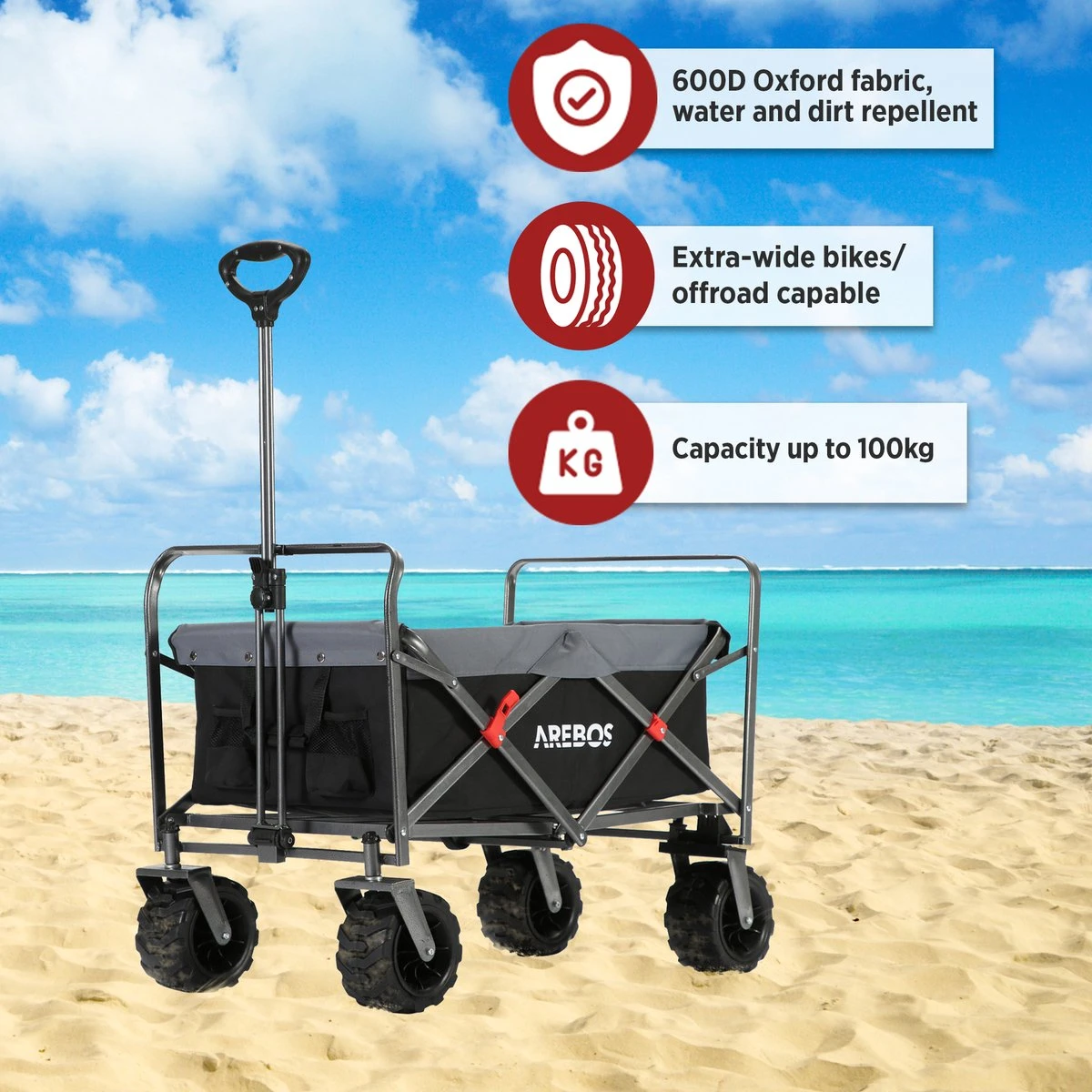 AREBOS Handkar | Transportwagen | Apparatuurwagen | Opvouwbaar | Zwart / Grijs - Afbeelding 8