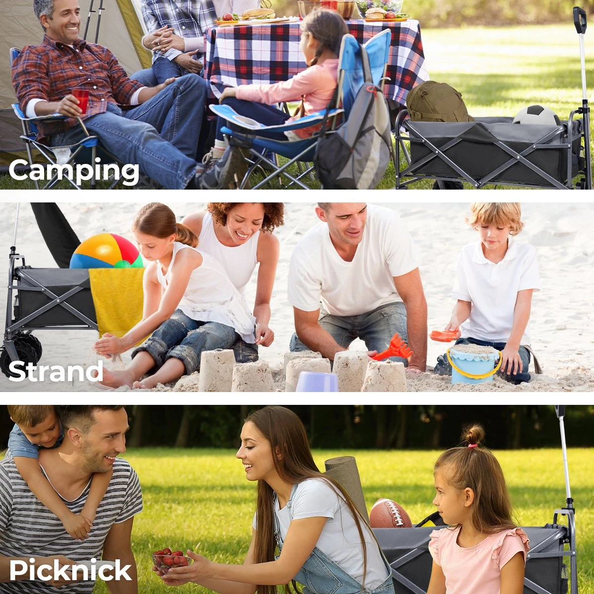 LifeGoods Bolderkar - Opvouwbaar - Tot 80KG - 94L - Wasbaar Polyester - 98x45cm - Zwart/Grijs - Afbeelding 5