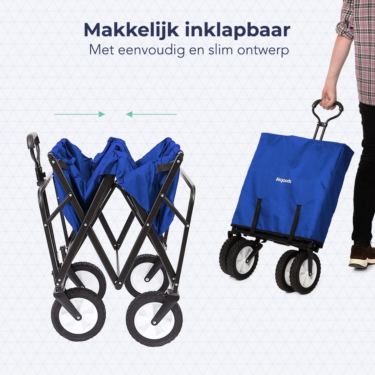 LifeGoods Bolderkar - Opvouwbaar - Draaibare Wielen - 2 Standen - 70KG Draagkracht - Blauw - Afbeelding 3