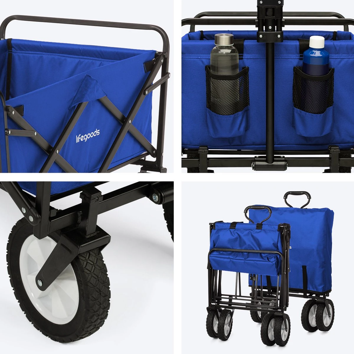 LifeGoods Bolderkar - Opvouwbaar - Draaibare Wielen - 2 Standen - 70KG Draagkracht - Blauw - Afbeelding 8