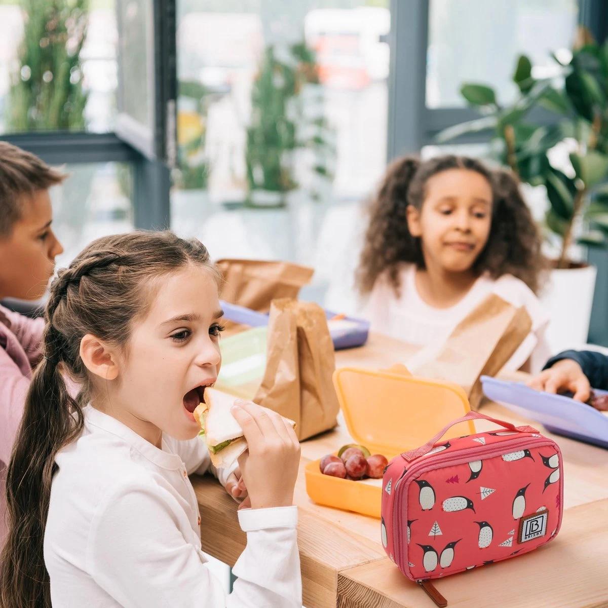 Brisby 4 Laags Geïsoleerde Koeltas - Lunchtas 1.5 Liter - Roze Pinguïn - Afbeelding 3