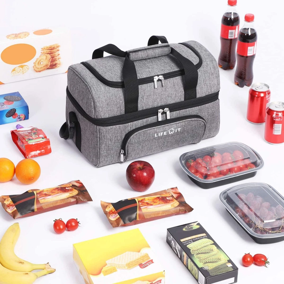 Lifewit 20L Koeltas | 20 Liter | Opvouwbaar | Koelbox-Koeltas | Isolatietas/ Picknicktas Voor Levensmiddelen / Grijs - Afbeelding 4