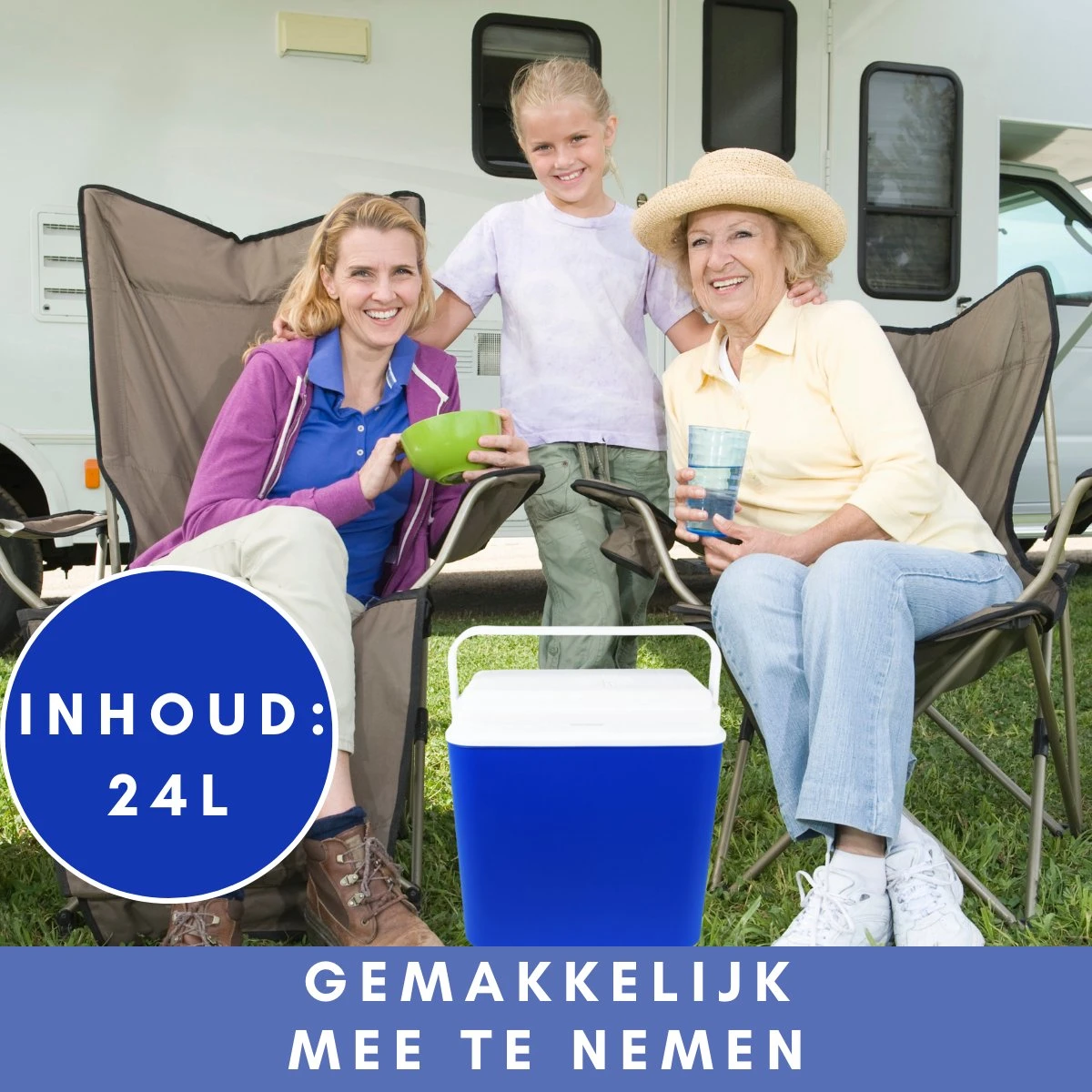 Niceey Thermo Elektrische Koelbox - 24 Liter - Koelbox Elektrisch 12v 230 Volt - Coolbox - Koelt & Verwarmt - Blauw - Afbeelding 4