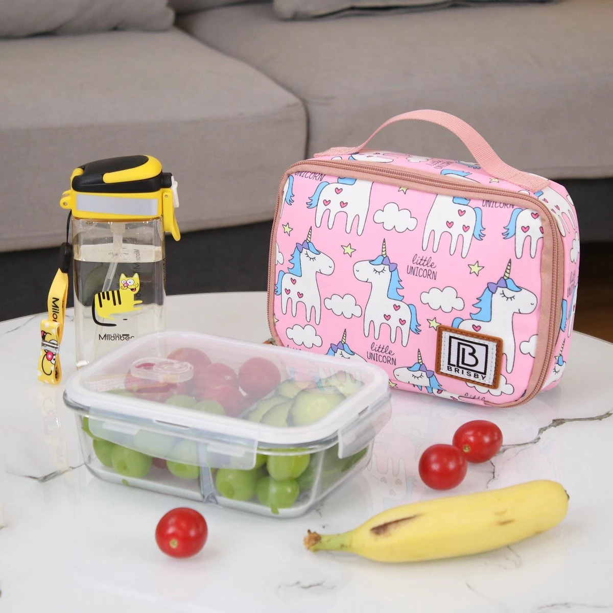 Brisby 4 Laags Geïsoleerde Koeltas - Lunchtas 1.5 Liter - Roze Eenhoorn - Afbeelding 2