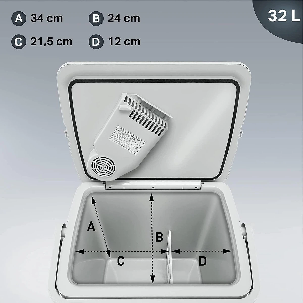 Tillvex- Koelbox, Coolbox, 32 Liter, Grijs - Afbeelding 2