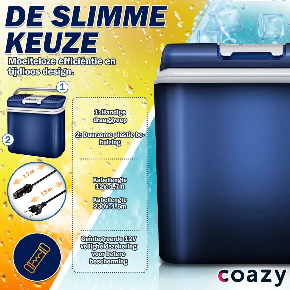 Coazy Koelbox 24L Elektrisch 12v 230 Volt - Met ECO Modus Voor Auto & Camping - Elektrische Frigobox Klein - Verkoelt En Verwarmt - Eco Modus - MiniBar - Electrische Mini Koelkast - Afbeelding 3