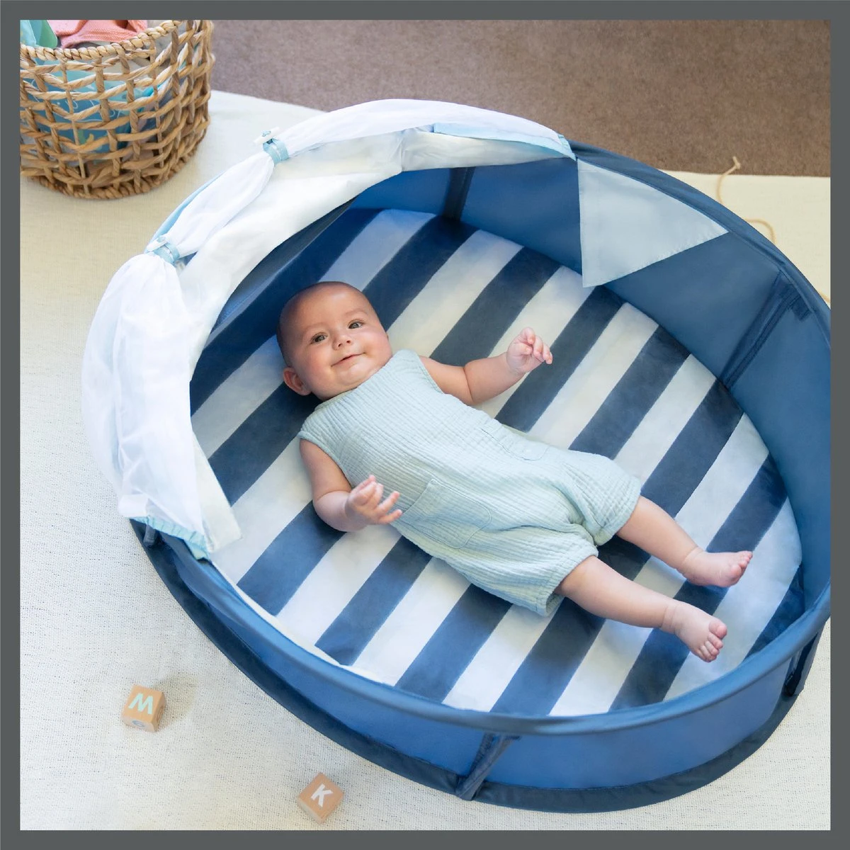 Babymoov Babyni Speelruimte & Extra Bedje Anti-UV FPS 50+ Marinière - Afbeelding 4