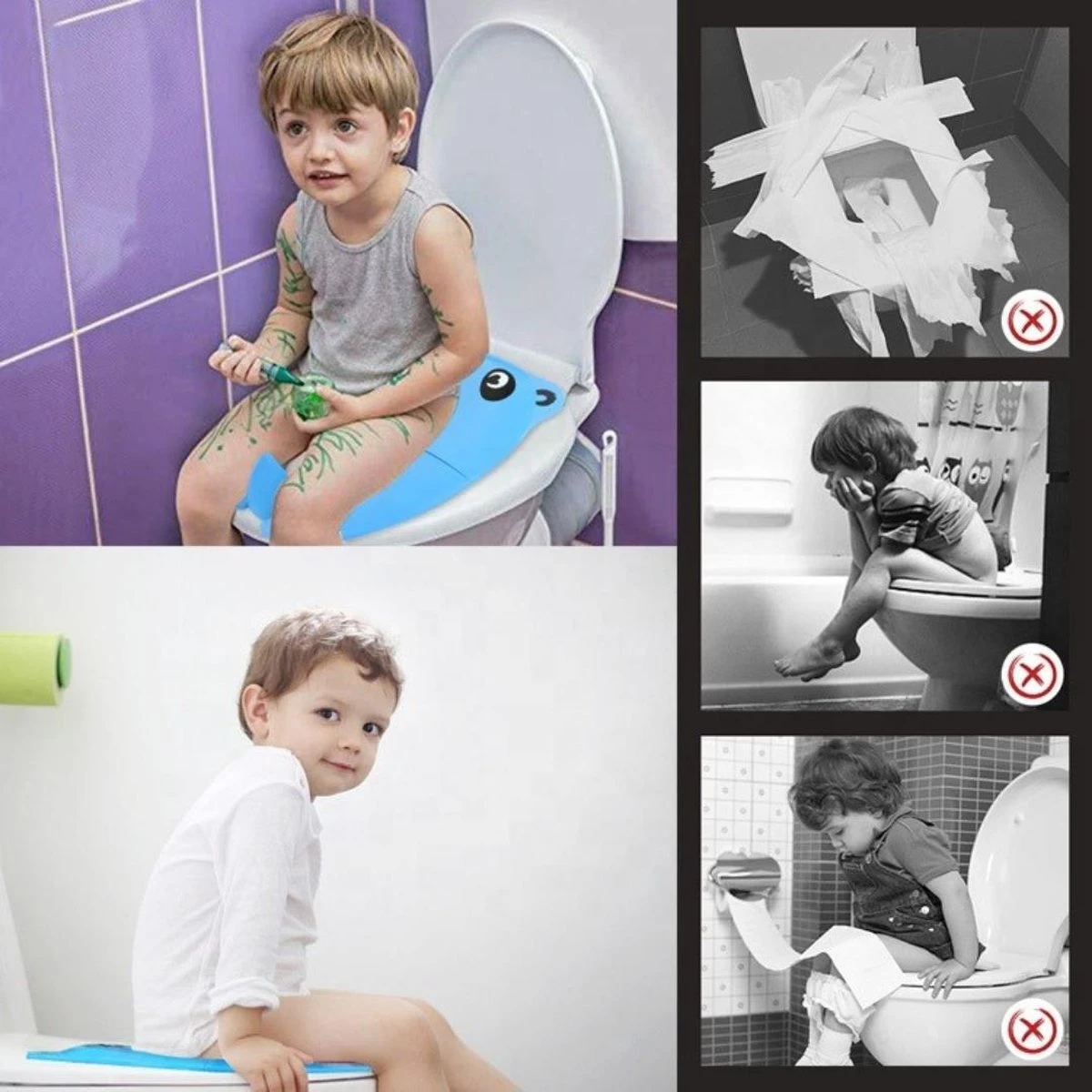 Blauwe Opvouwbare Toilet Zitje - WC Verkleiner - WC Bril Verkleiner- Urinoirs Kind - Toilet Training - Plas Trainer Zitje - Reis Accessoires - Camping Toilet Zitje - Toilet Verkleiner - Toilet Bril Verkleiner - Afbeelding 6