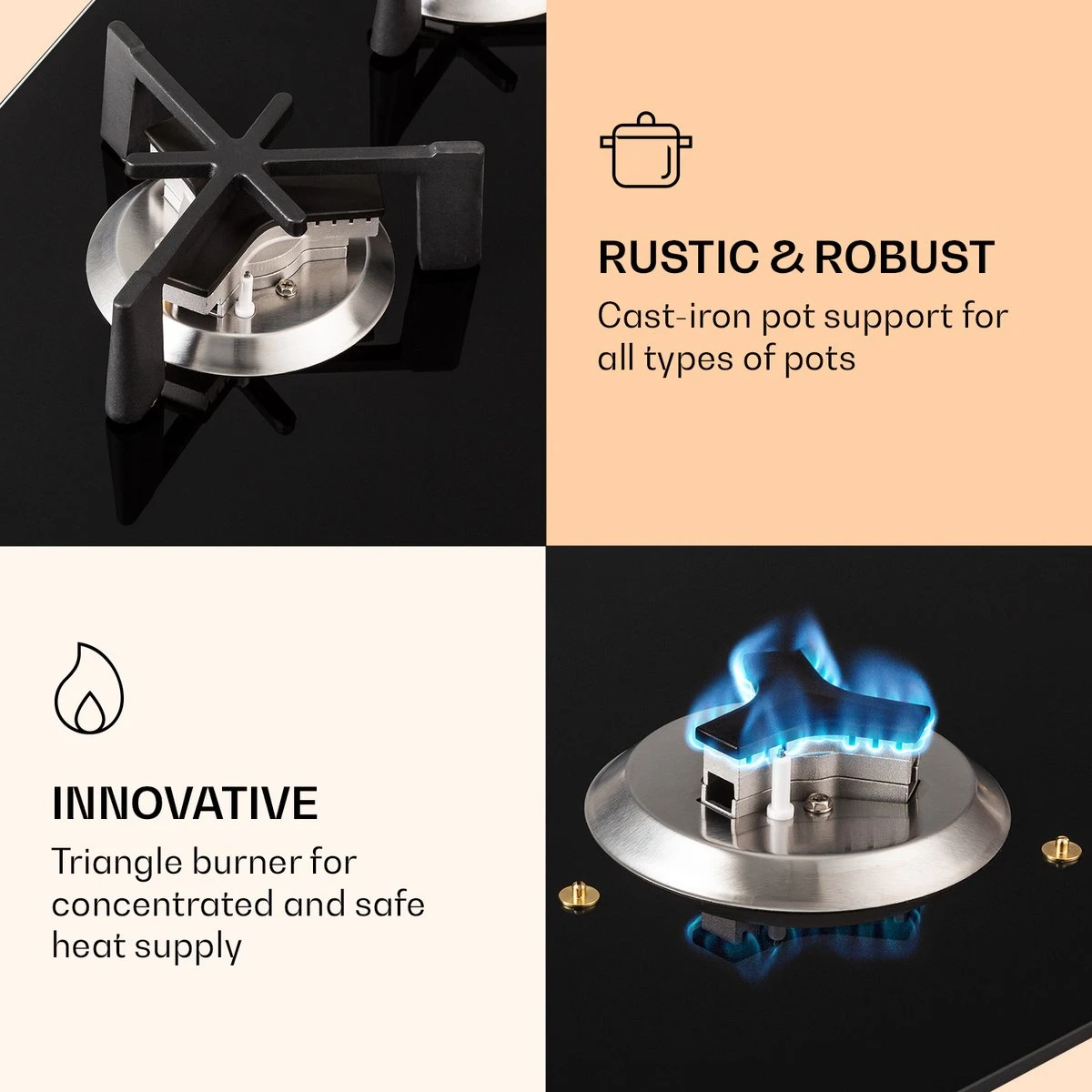 Trifecta 6 Gaskookplaat 6-pits Grote, Normale En Extra Glaskeramische Branders - Afbeelding 4