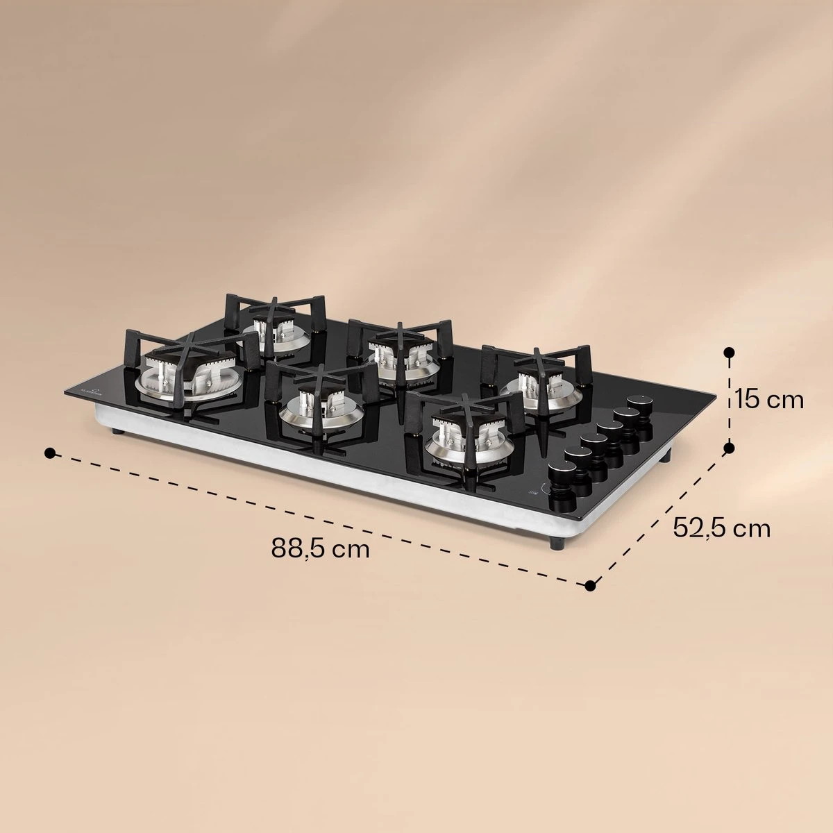 Trifecta 6 Gaskookplaat 6-pits Grote, Normale En Extra Glaskeramische Branders - Afbeelding 7