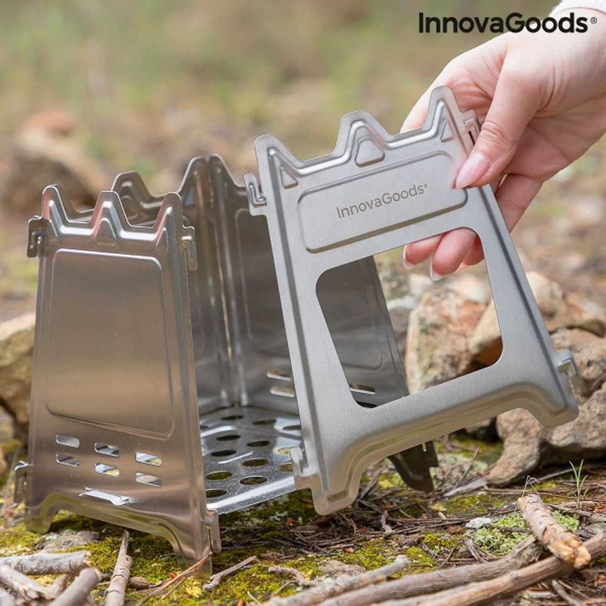 Innovagoods INKLAPBARE STALEN CAMPINGOVEN FLAMET - Camping Oven - Mini Oven - Camping Oventje - Oventje Camping - Mini Oven Vrijstaand - Mini Oventje - Afbeelding 3