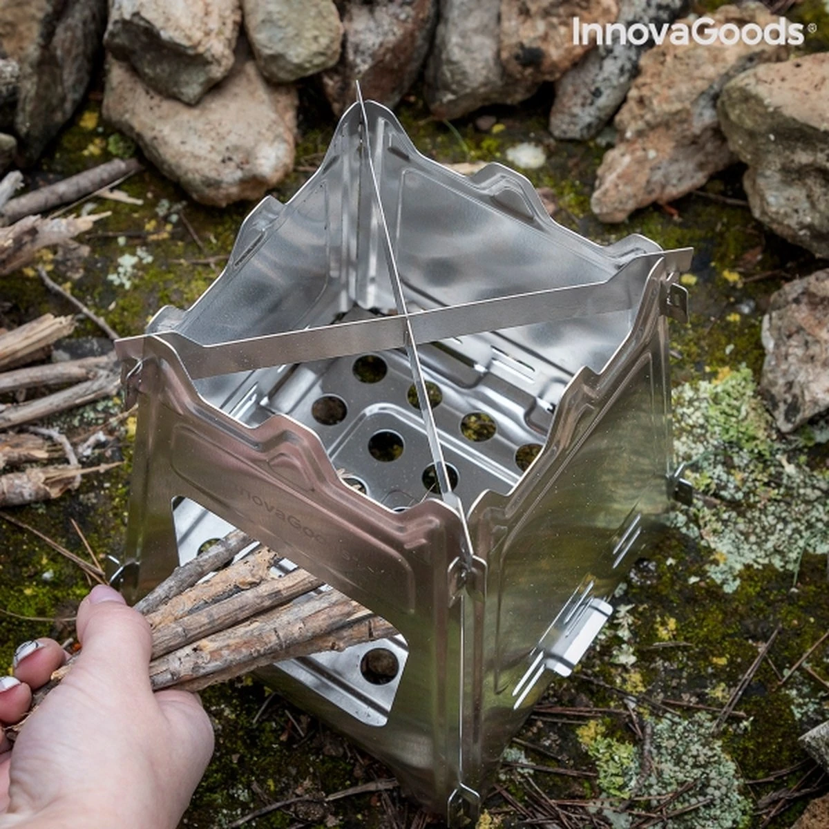 Innovagoods INKLAPBARE STALEN CAMPINGOVEN FLAMET - Camping Oven - Mini Oven - Camping Oventje - Oventje Camping - Mini Oven Vrijstaand - Mini Oventje - Afbeelding 5