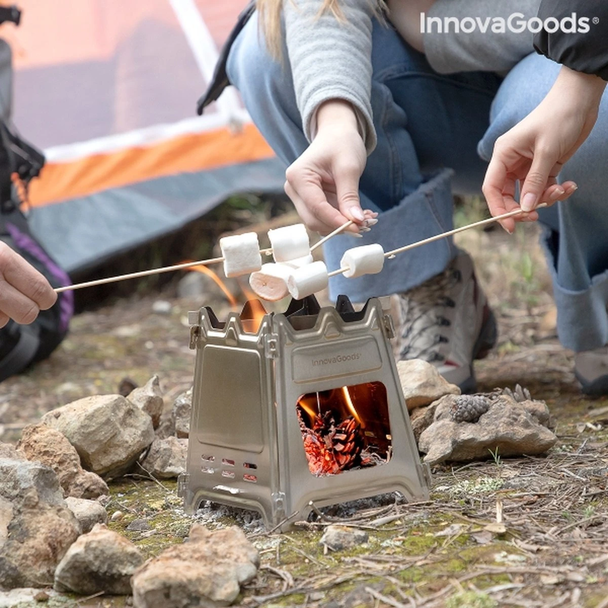 Innovagoods INKLAPBARE STALEN CAMPINGOVEN FLAMET - Camping Oven - Mini Oven - Camping Oventje - Oventje Camping - Mini Oven Vrijstaand - Mini Oventje - Afbeelding 8