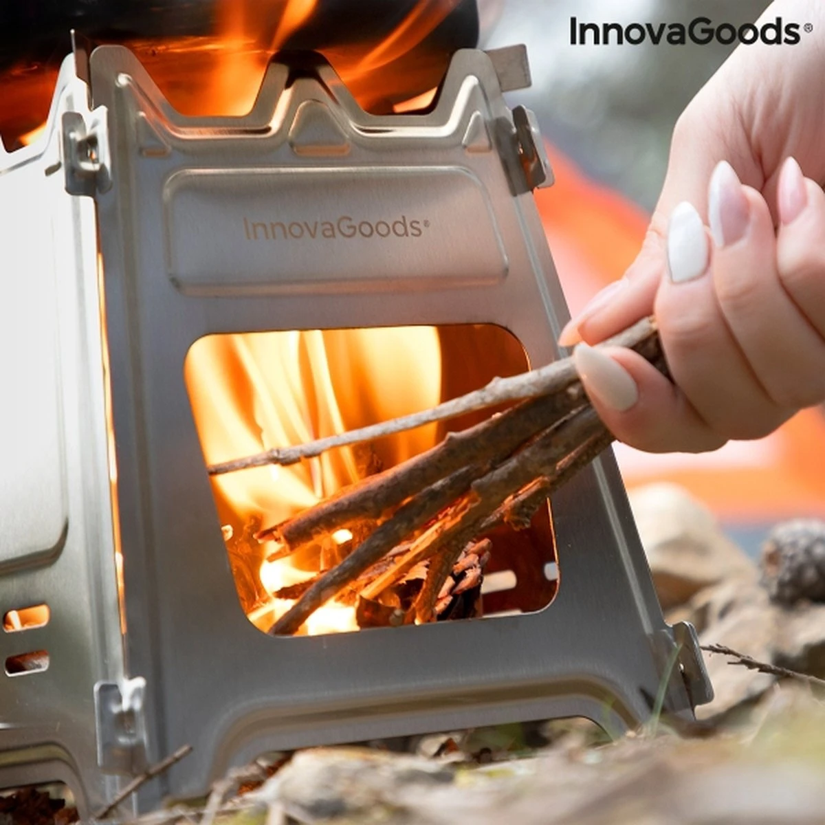 Innovagoods INKLAPBARE STALEN CAMPINGOVEN FLAMET - Camping Oven - Mini Oven - Camping Oventje - Oventje Camping - Mini Oven Vrijstaand - Mini Oventje - Afbeelding 9