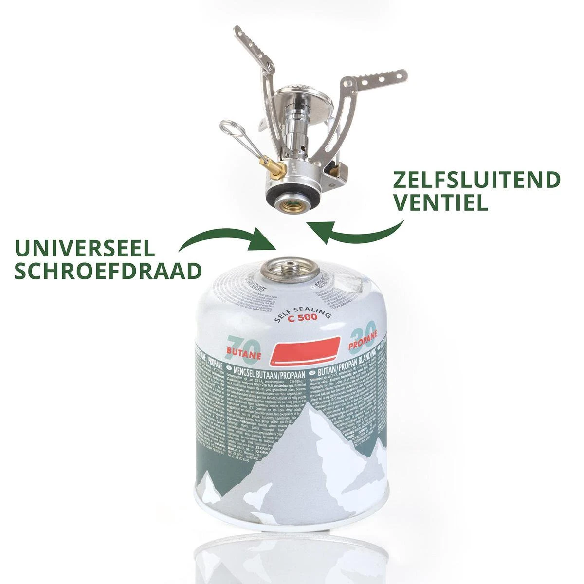 MacGyver Gasbrander Mini RVS - Camping Kookstel - Kookbrander - 10 Cm - Elektronische Ontsteking - Afbeelding 4