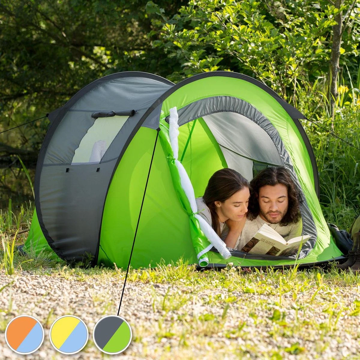 Pop Up Tent Waterkolom 1500 Mm/Cm² - Blauw - 2 Persoons - Afbeelding 2