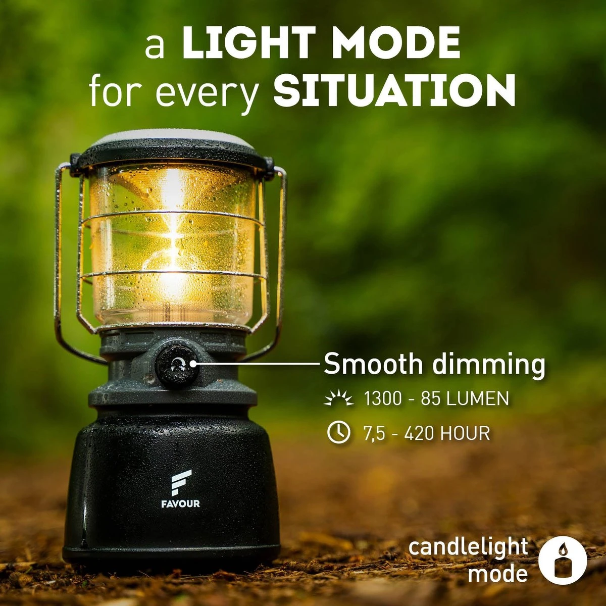 Favour L0944 Retro LED Lantaarn Hoog Vermogen 1300 Lumen, Vintage Design, Tuinlantaarn, Camping Lamp, Stormlantaarn Kleurtemperatuur Instelbaar Warm Wit Tot Koel Wit, Traploos Dimbaar Incl. Kaarslichtstand - Afbeelding 11