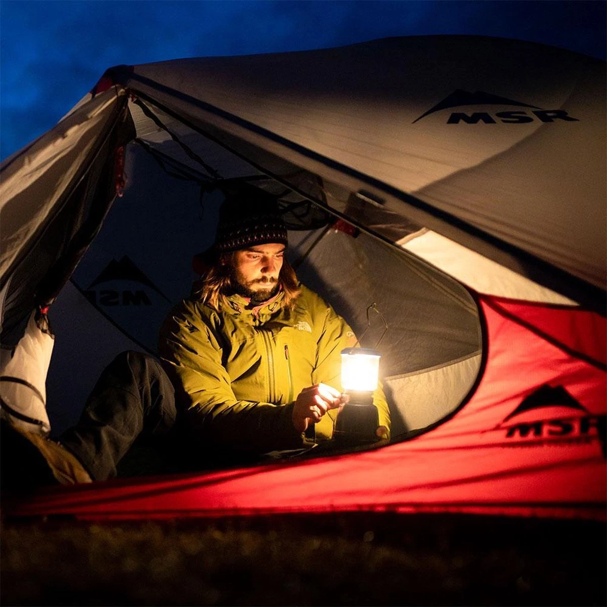 Favour L0818 Retro Camping Lamp Oplaadbaar LED, 320 Lumen, IP64 Waterdicht, Draagbare Kampeerlamp, Tentlamp, Acculamp, Traploos Dimbare Lamp Incl. Kaarslicht-modus, Blauw - Afbeelding 7