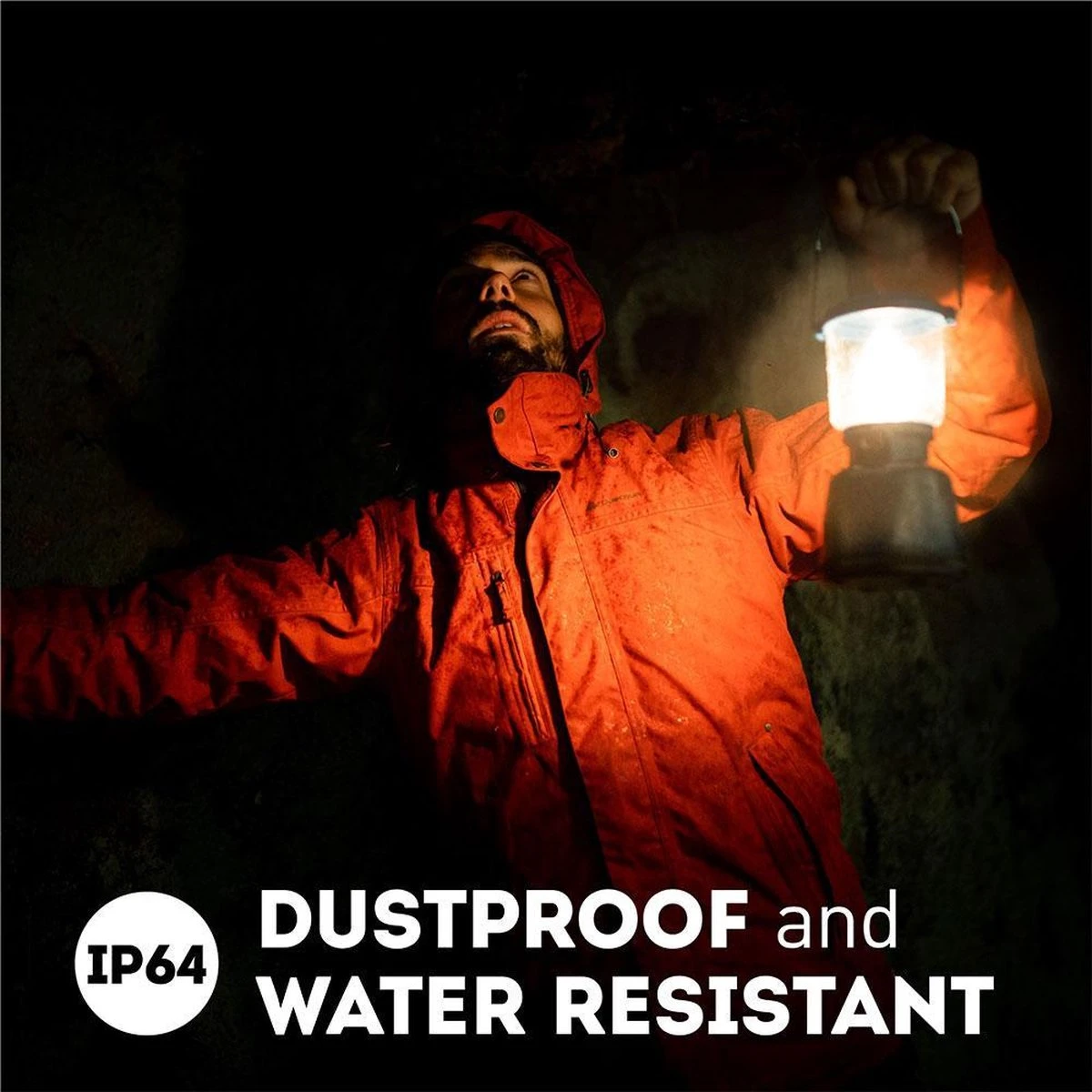 Favour L0818 Retro Camping Lamp Oplaadbaar LED, 320 Lumen, IP64 Waterdicht, Draagbare Kampeerlamp, Tentlamp, Acculamp, Traploos Dimbare Lamp Incl. Kaarslicht-modus, Blauw - Afbeelding 8