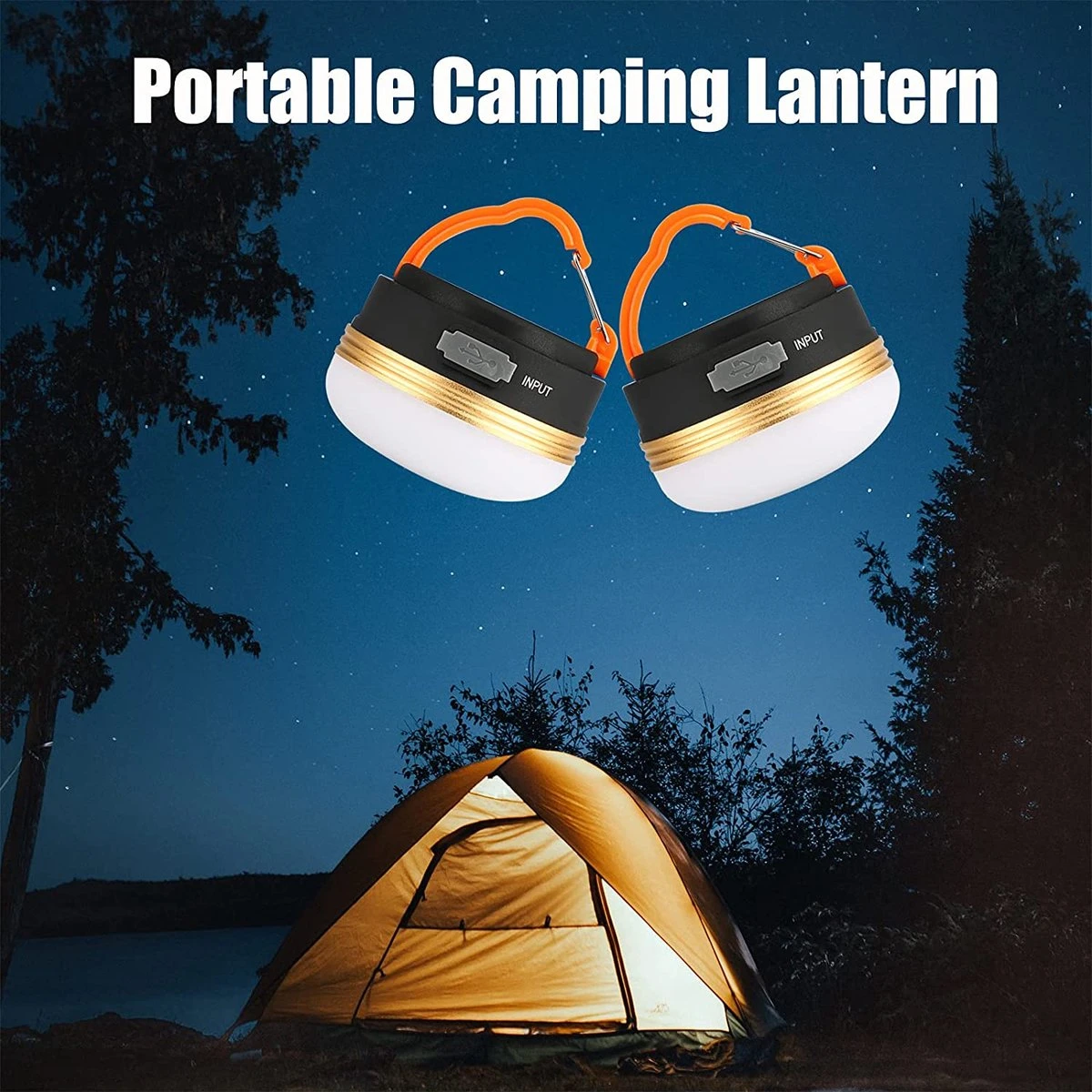 Albrillo Campinglamp LED 2 Stuks Campinglantaarn USB Oplaadbaar Campinglicht, 3 Modi Waterdicht Met 1800mAh Powerbank LED Campinglantaarn Tentverlichting Voor Vissen, Wandelen, Kamperen, Noodgevallen - Afbeelding 5