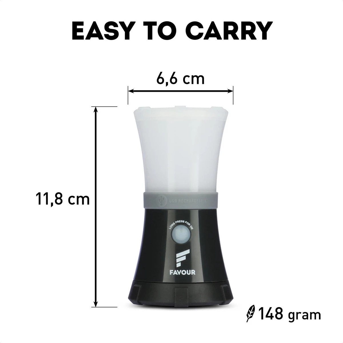 Favour L0717 Camping Lamp Oplaadbaar LED, 200 Lumen, IPX7 Waterdicht, Drijvend, Schokbestendig, Draagbare Kampeerlamp, Tentlamp, Vislamp, Geïntegreerde Oplaadbare Batterij - Afbeelding 2