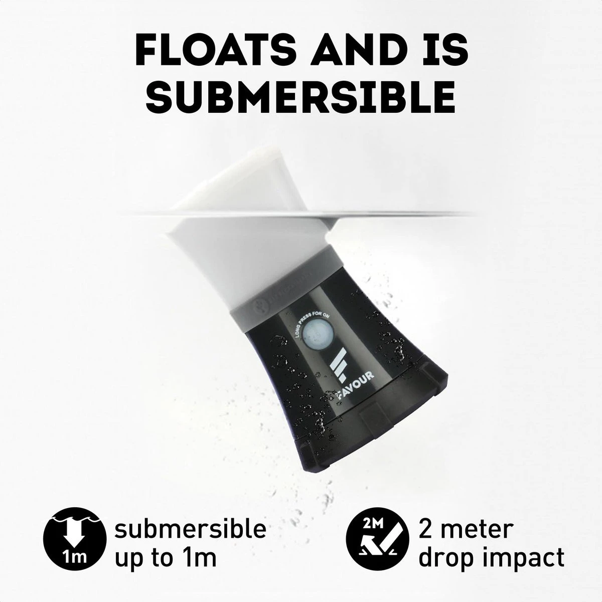 Favour L0717 Camping Lamp Oplaadbaar LED, 200 Lumen, IPX7 Waterdicht, Drijvend, Schokbestendig, Draagbare Kampeerlamp, Tentlamp, Vislamp, Geïntegreerde Oplaadbare Batterij - Afbeelding 3