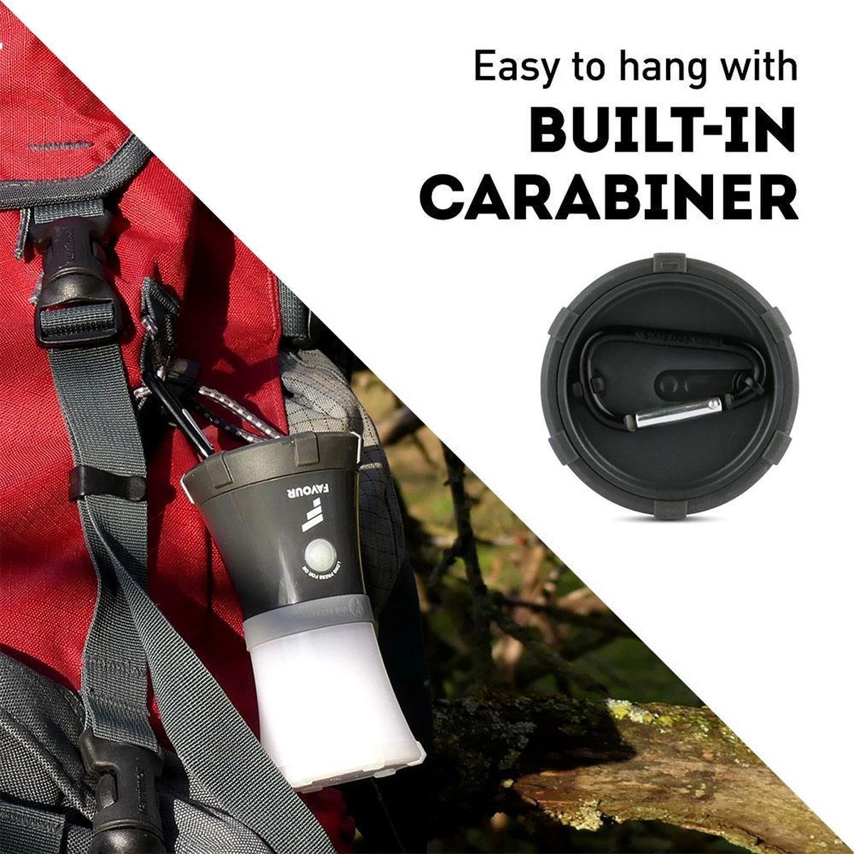 Favour L0717 Camping Lamp Oplaadbaar LED, 200 Lumen, IPX7 Waterdicht, Drijvend, Schokbestendig, Draagbare Kampeerlamp, Tentlamp, Vislamp, Geïntegreerde Oplaadbare Batterij - Afbeelding 5