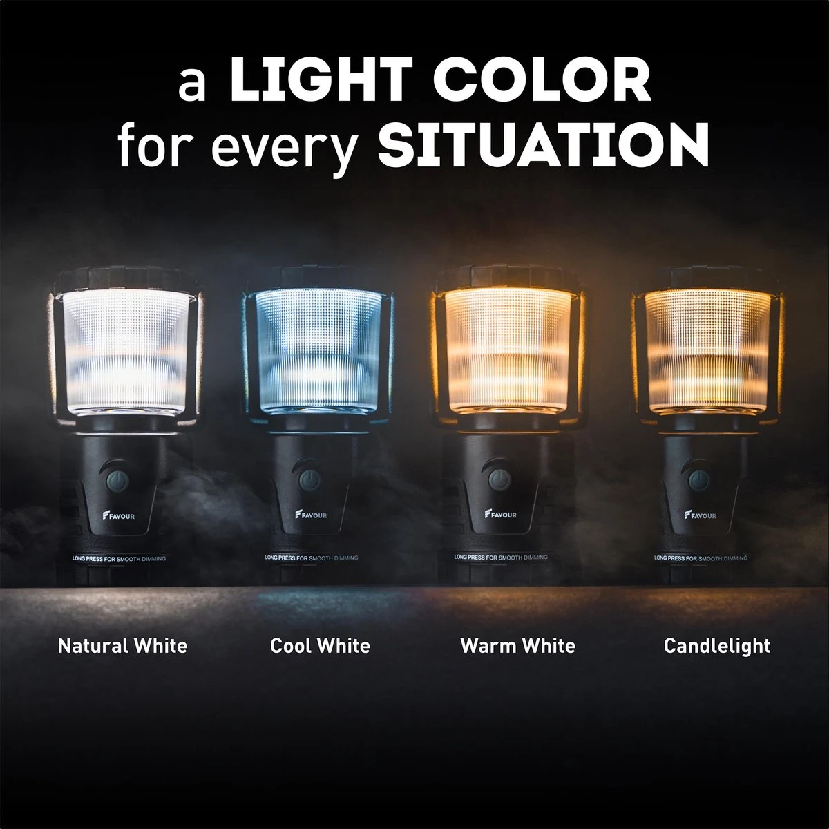 Favour L1061 Camping Lamp LED, 875 Lumen, IP64, Waterdicht, Draagbare Kampeerlamp, Tentlamp, Schokbestendig, 4 Verschillende Lichtmodi Incl Kaarslicht-modus, Afneembaar Deksel, Handig & Compact Formaat - Afbeelding 8