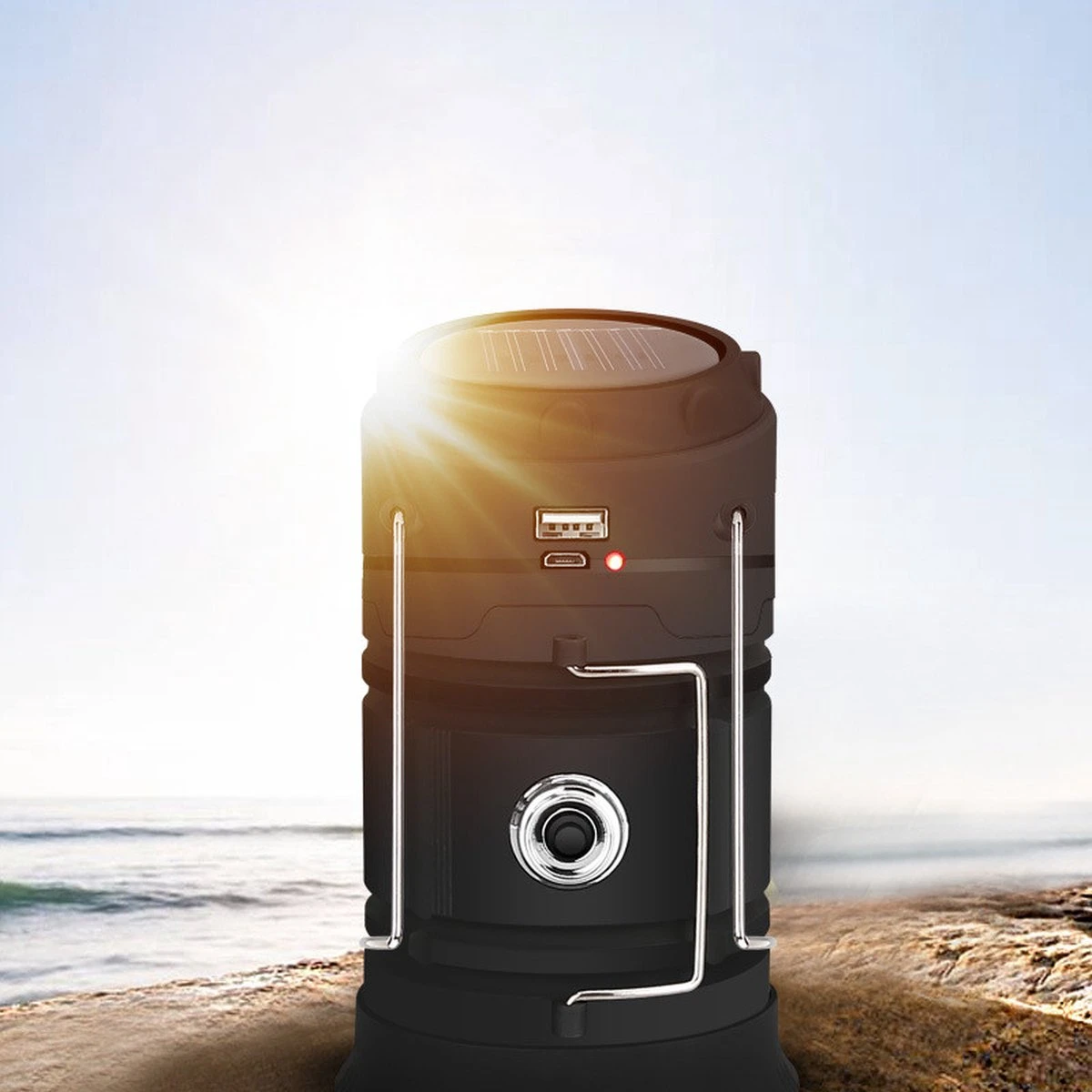 Merkloos Xtraworks - Multifunctionele Solar LED Campinglamp Met Handvatten - IPX 45 Waarde, USB-lader En Powerbank - Mat Zwart - Afbeelding 11