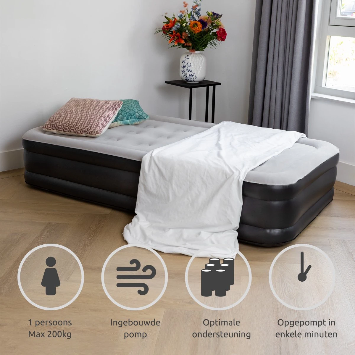 BluMill Eenpersoons Luchtbed - Met Ingebouwde Pomp - Luchtbed Zelfopblazend - Incl. Draagtas - 191x99x36 Cm - Afbeelding 5