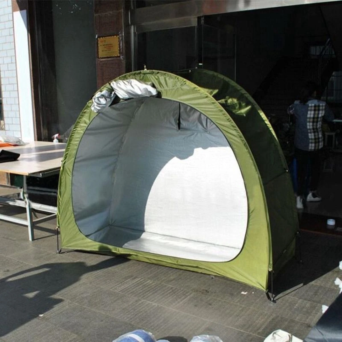 Merkloos Fietstent, Beschermhoes Fietsenschuur, Tent Voor Camping In De Open Lucht-groen 200*80*165CM - Afbeelding 6