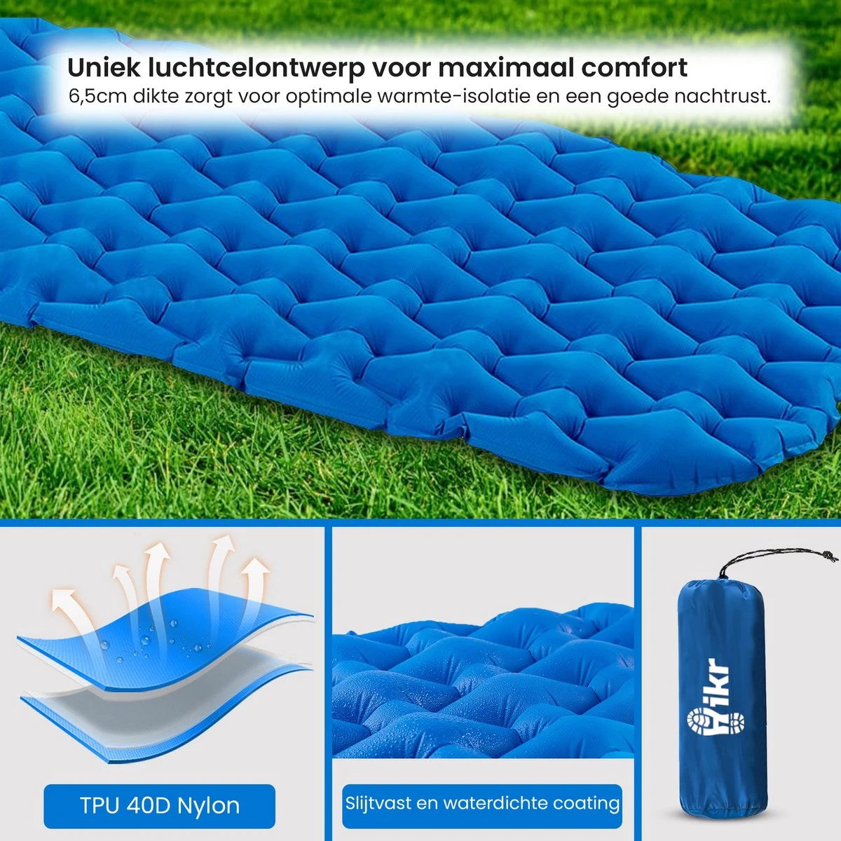 Hikr® Luchtbed - Slaapmat - Opblaasbaar Matras - Lichtgewicht - Outdoor - Camping - Hiking & Wandelen - Afbeelding 2