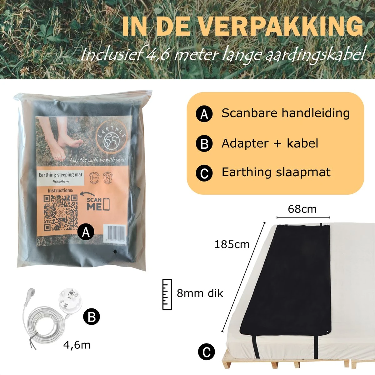 Earthle Earthing Slaapmat - Aardingsmat - Aarden - Earthing Mat - Aarding - Grounding Mat - Afbeelding 2