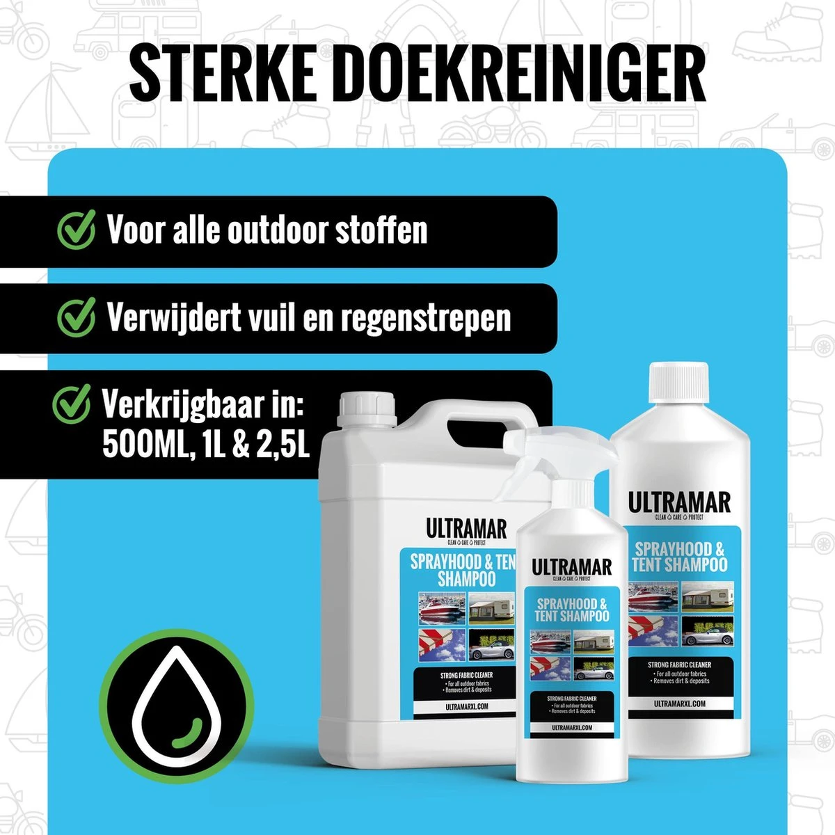 Ultramar - Reiniger Sprayhood & Tent Shampoo 500 Ml - Tentdoekreiniger Voor Bootkap, Tent, Cabriodak - Afbeelding 2
