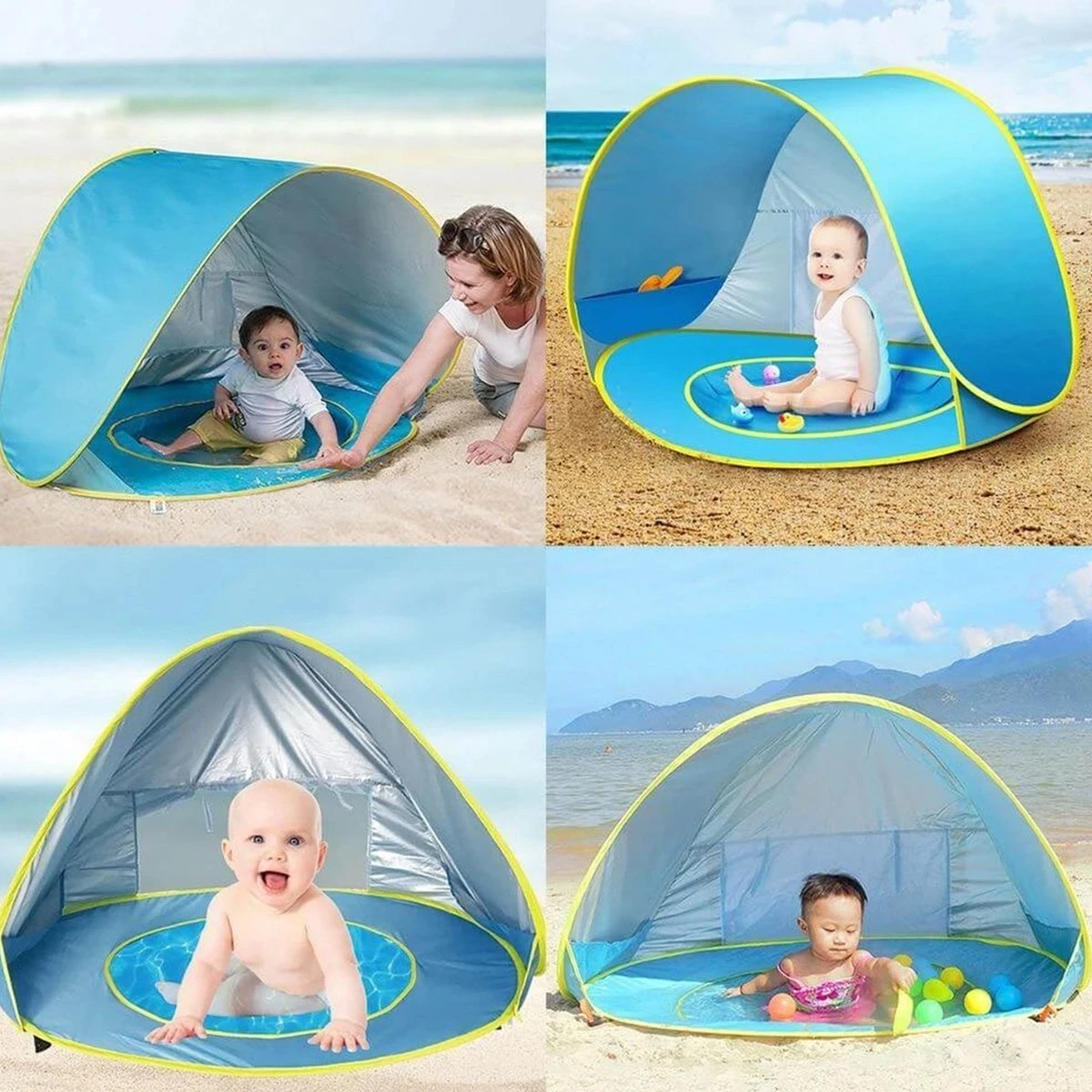 Seidon Strandtent Baby - Pop Up Tent - UV Bescherming - Baby En Kind - Waterdicht - Zwembadje - UV Bescherming - Afbeelding 6