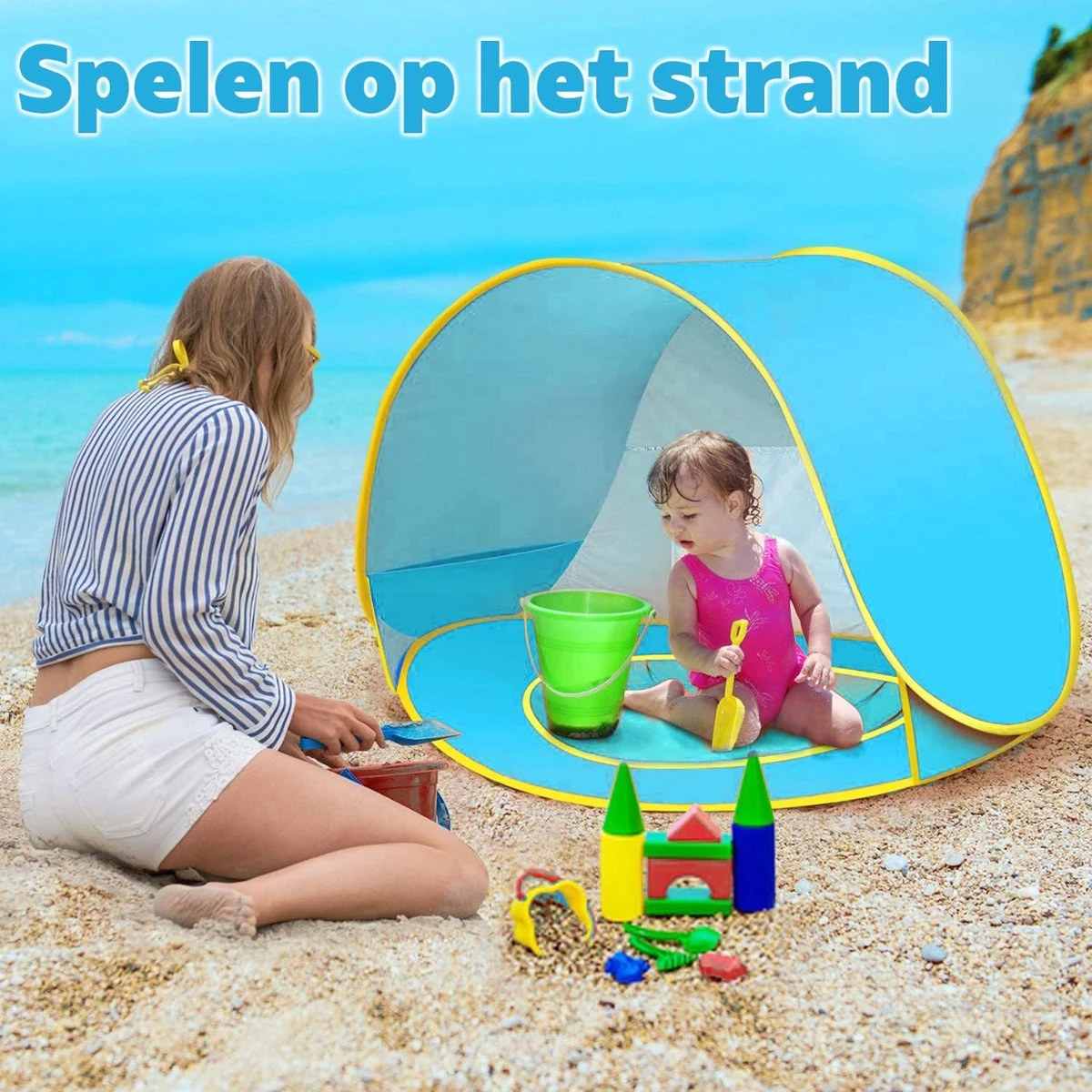 Seidon Strandtent Baby - Pop Up Tent - UV Bescherming - Baby En Kind - Waterdicht - Zwembadje - UV Bescherming - Afbeelding 7