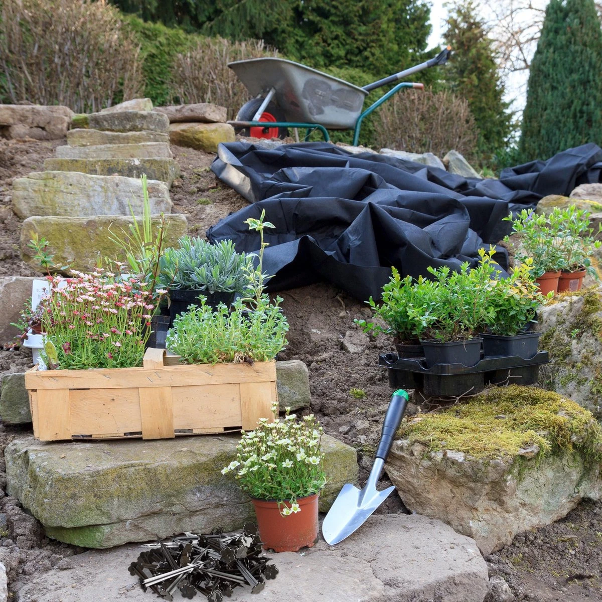 Relaxdays Grondzeilpen Kunststof - 100 Haringen - Grondpen Tuinzeil - Grondharing Set - Afbeelding 3