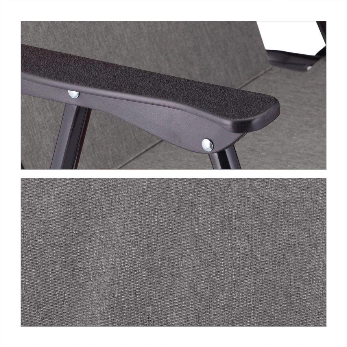 Relaxdays Campingstoel Inklapbaar Set Van 2 - Klapstoel 100 Kg - Visstoel Met Armleuningen - Grijs - Afbeelding 8