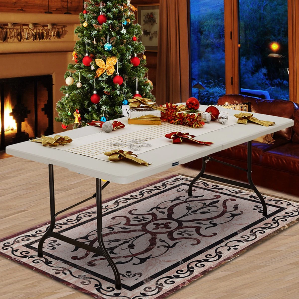 Casaria Tuintafel Opvouwbaar – Met Draaggreep 220x70 Cm – Wit - Afbeelding 6