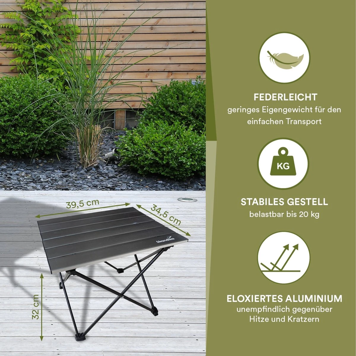 Skandika Ruka S Kleine Campingtafel – Campingtafels - Aluminium Campingtafel, Opvouwbaar, Zeer Licht, Eenvoudig Te Monteren, Stabiele Standaard - Opvouwtafel Voor Kamperen, Tenten Wandelen, Reizen, Thuis, Tuin – Tot Max. 20 Kg. - Grijs - Afbeelding 4