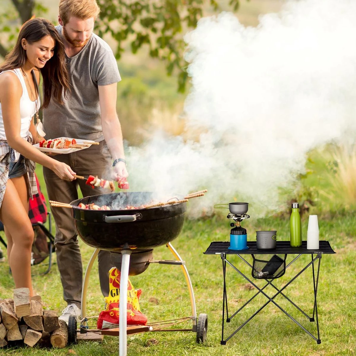 Relaxdays Campingtafel Inklapbaar - Kampeertafel - Klaptafel - Picknicktafel - Draagzak - Afbeelding 2