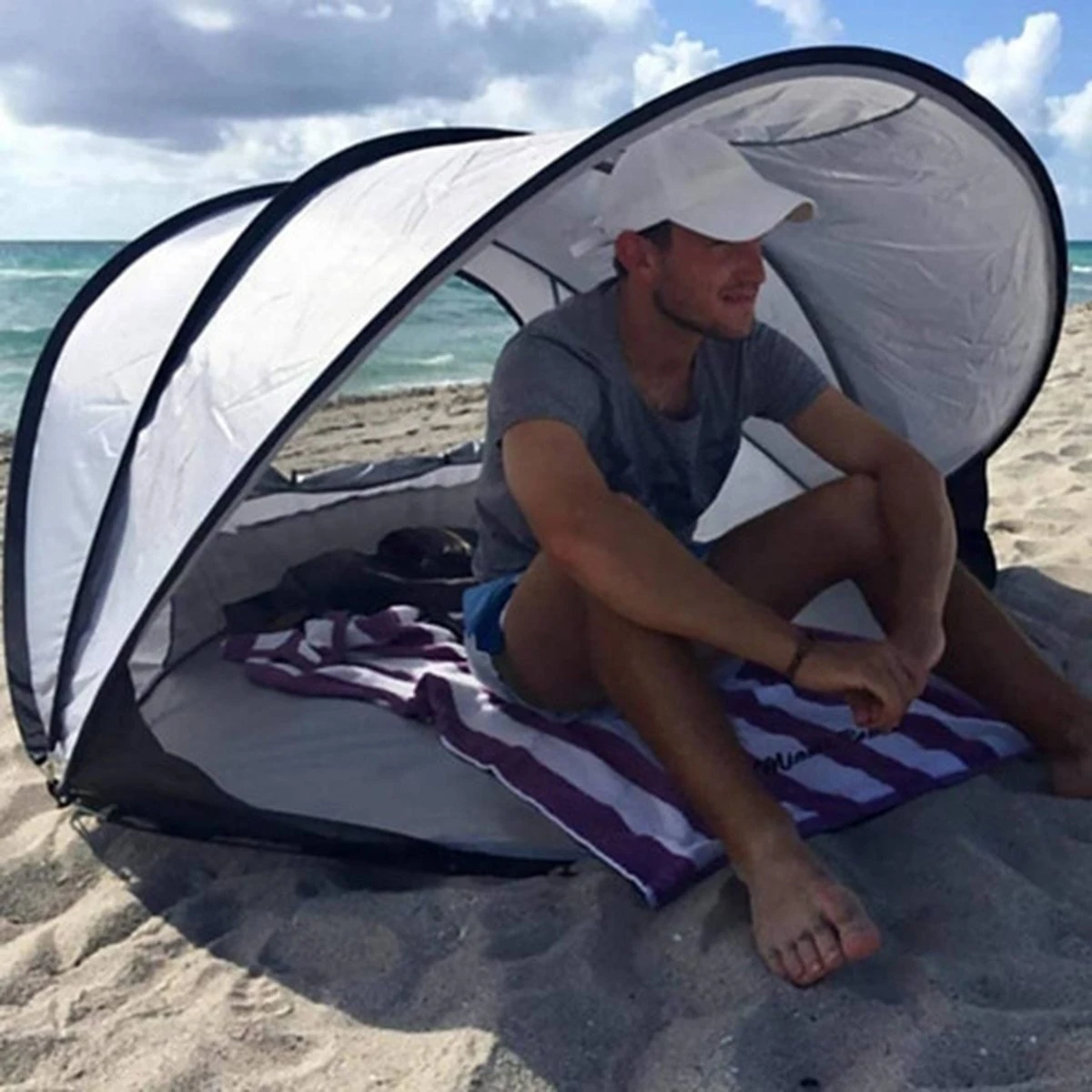 Deryan Luxe Pop Up Strandtent XXL - Anti-UV 50+ - Zilver - Afbeelding 17